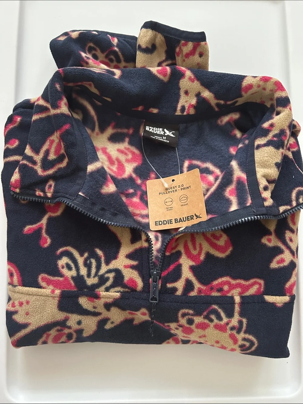 Eddie Bauer Quest 2.0 Pullover Qarter zip Womens size M Brook NWT